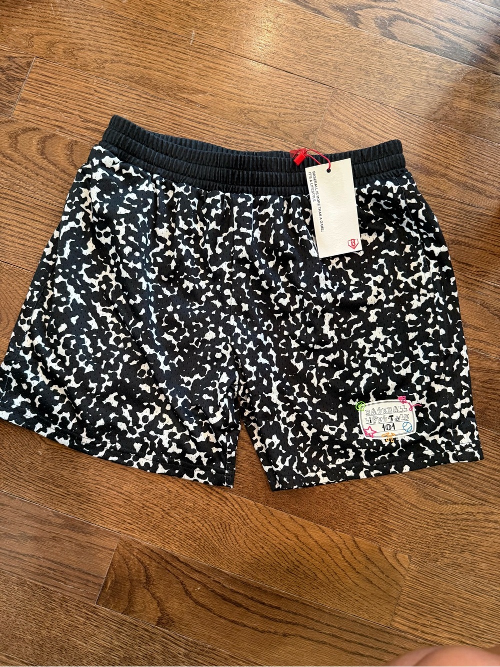Baseball 101 Black & White Speckle Athletic Shorts
